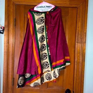 Asymmetrical silk wrap skirt